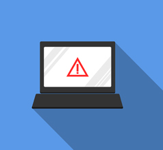 Computer with exclamation point